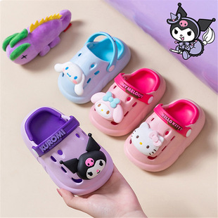 Детские тапочки Sanrio, летние домашние Нескользящие Детские сандалии для девочек, детская обувь с дырками для маленьких девочек