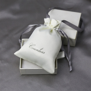 logo printing silk satin bag satin necklace jewelry jewelry storage bag gift drawstring bag