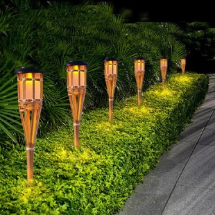 Solar Moso Bamboo Flame Decorative Light Torch Light Floor Insert Light Simulation Bamboo Light Cross-border Factory Supply