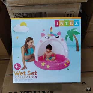 INTEX summer outdoor inflatable entertainment slide pool cartoon fun water spray family Pool children's water play