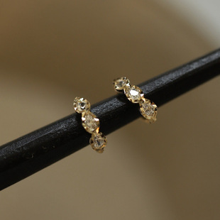 Shiny Water Drops ~ S925 Sterling Silver Plated 18K Gold Three Drop-shaped Facet Diamond Earrings Small Gorgeous Temperament Earrings