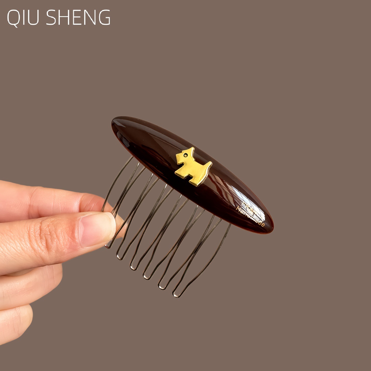 Puppy Acetate Brown Hair Comb, High Crown Fluffy Hairpin, 2026 New Simple and Fashionable Side Hair Clip