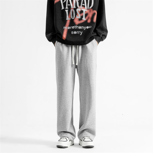 LKTM Men's# Spring New Black Sweat Pants Men's Youth Sports Loose Straight All-match Drawstring Casual Pants