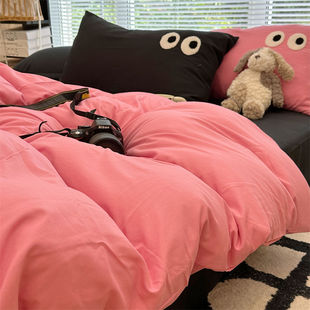 Nanjiren eyes solid color four-piece set ins simple bedding dormitory students three-piece set