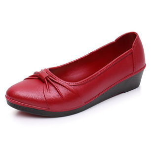 Single-layer shoes Women's Flat non-slip outer wear casual fashion four-season shoes lazy shoes middle-aged mother shoes bow women's shoes