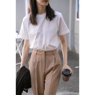 Pure Cotton T-shirt Women's 2025 Summer New Design Sense Shoulder Top Loose Inner Base Shirt White Short-sleeved Ins
