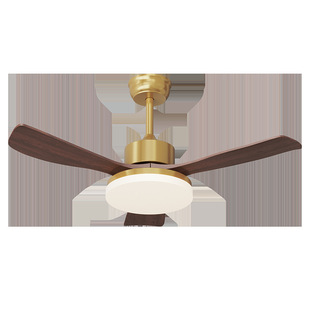 Living room fan lamp ceiling fan lamp 2025 new American retro walnut color master bedroom dining room lamp new Chinese style