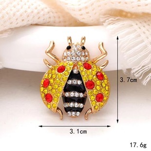 Creative Cartoon Diamonds Coccinella septempunctata Universal Brooch Alloy Oil Dropping Beetle Men's and Women's Clothing Matching Pins