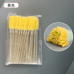 New Crystal Rod Color Eyelash Comb Eyelash Brush Eyebrow Comb Portable Eyelash Brush Multipurpose 50 Pack Eyelash Roll