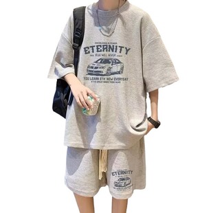Teenager Waffles Men's Wear Collocation High-end Suit Summer Suit Puffy Handsome Thin Short-sleeved Shorts Sports Two-piece Set