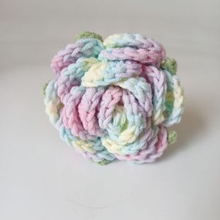 Wholesale creative handmade wool knitting bouquet gradient home decorations crochet knitting imitation flower roses