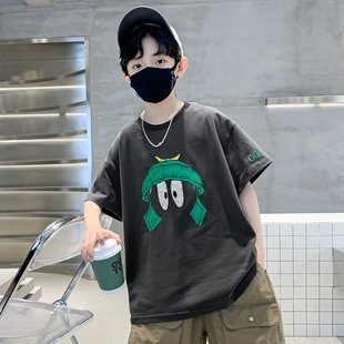 Boys' short-sleeved T-shirt summer New 2023 medium and big children's trendy Korean style breathable children's summer half-sleeved top