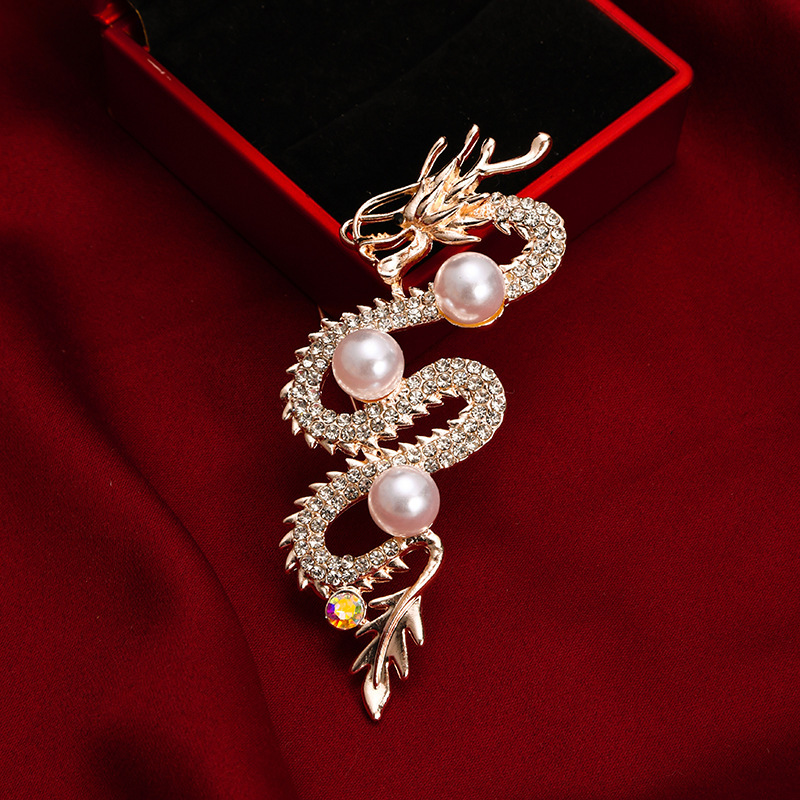 New New Chinoiserie Accessories, National Style Dragon-Shaped Brooch, Zodiac Dragon Year Headdress, Suit Coat Design Decoration