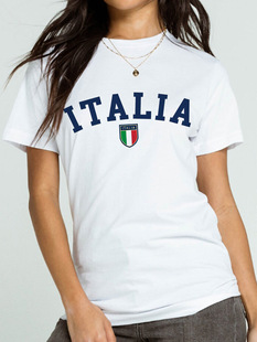 Cross-border Women's New Amazon Independent Station Hot Selling Simple Cartoon Flag Letter Printing Fashion All-match T-shirt