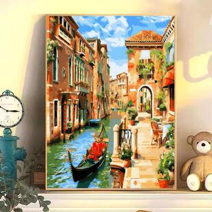 DIY digital oil painting foreign trade independent station healing department landscape cross-border one-piece delivery fairy tale style wholesale Amazon