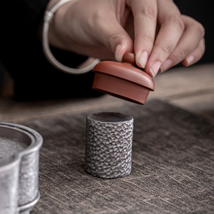 Hand-Hit Solid Tin Lid Set Household Tea Pot Lid Holder Lid Rack Tea Ceremony Ornaments Kung Fu Tea Set Accessories Forging