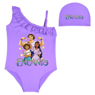 2022 Children's Swimsuit Magic Full House Encanto Girls Shoulder One-piece Swimsuit Beach Swimsuit Y09072