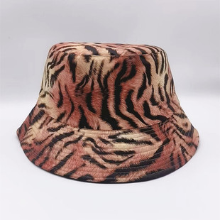 European and American Zebra Tiger Fisherman Hat Men's and Women's Animal Print Double-sided Sunshade Basin Hat Sunscreen Hat Trendy