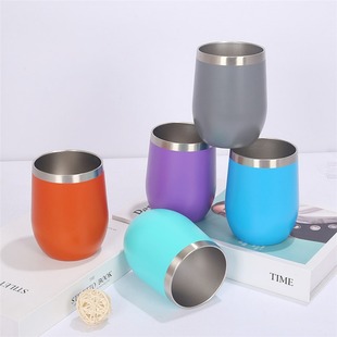 12oz Best-selling Eggshell Cup for Birthday Gift Spray Frosted Feel Winter Heat Preservation Straight Drink Cup Red Wine Cup