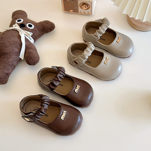 Girls' British Leather Shoes 2025 Spring and Autumn New Korean Style Children's Shallow Mouth Soft-soled Princess Shoes Vintage Mary Jane Shoes