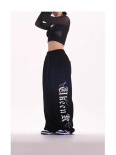 2024 New Cross-border European and American Hip Hop Loose Casual Alphabet Sports Pants Jazz Dance Hiphop Pants
