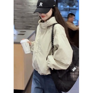 Short Coat Top Small 2025 Spring and Autumn New Explosions Workwear Charge Clothes Loose Casual Hooded Jacket
