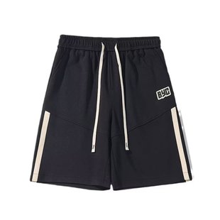 Black and White Contrast Color Stitching Shorts Men's Summer Trendy Brand American Style Basketball Youth Sports Pants Loose Straight Pants