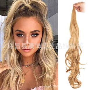 Xuchang wig cross-border chemical fiber 32 flexible wrap around ponytail stick hair
