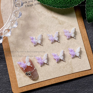 Spring New Purple White Nail Art Material Luminous Rose Butterfly Nail Art Accessories Mixed Soft Flower Nail Art Decorations