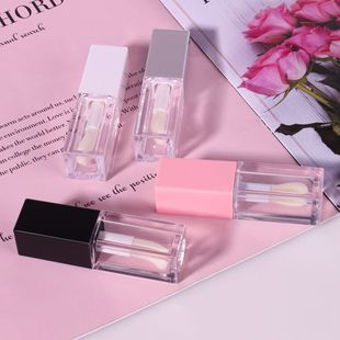 5ml Квадратные прозрачные трубки для губ толстые стержни большой щетки для губ глазурь бутылка лазерная серебряная косметика для губ блеск упакованный контейнер