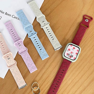 For Huawei Fit3 Watch Strap Engraved Rose Pattern Xiaomi 8pro Silicone Red Rice Watch4 Strap