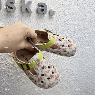 Girls' Birkenthal Shoes Summer New Children's Birkenthal Half Cool Single Shoes Beanie Princess Leather Shoes Baby Hole Small Leather Shoes