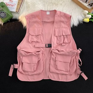 2023 New Style Tooling Cool Personality Element Design Short Vest Men's and Women's Vest Couple's Fashionable Jacket