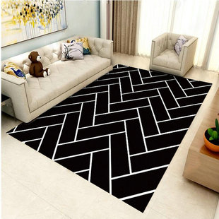 Nordic Geometry Bedroom Room Full Blanket Light Luxury Dirty-Resistant Office Coffee Table Blanket Household Crystal Velvet Living Room Carpet