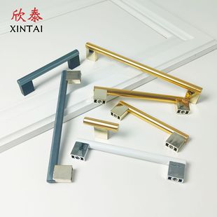 Aluminum Alloy Profile Knurled Handle Cabinet Wardrobe Cabinet Door Light Luxury Aluminum Tube Handle Plastic Foot Single Hole Furniture Handle