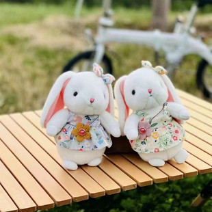 Cute Floral Skirt Rabbit Plush Toy Baby Soothing Rabbit Fur White Rabbit Doll Children's Day Gift Pillow for Women