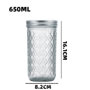 Amazon Diamond Caviar Large Caliber Jam Bottle Mason Cup 8oz Canned Bottle 16oz Large Capacity Storage Jar