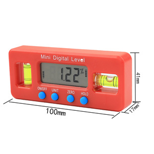 HUOTO mini with magnetic electronic digital display torpedo inclinometer angle ruler level protractor slope gauge Red