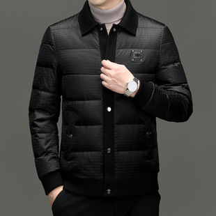 New Winter down Jacket Men's Lapel White Duck down Thickeneded Warm Top Young and Middle-Aged Loose Casual Jacket Trendy