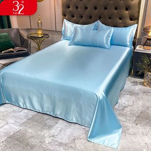 Solid Color Ice Silk Bed Sheet Single Piece Summer Cool Silk Single Student Dormitory Bed Sheet Naked Sleeping Bed to Zhe