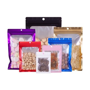 Color Yin and Yang Self-sealing Bag Matte Frosted Aluminum Foil Translucent Seal Pocket Supermarket Hanging Snack Food Packaging Bag