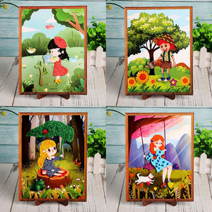 DIY Creative Paper Tray Rubbing Paper Rubbing Paper Painting Kindergarten Children's Handmade Material Bag Sticky Paper Painting Toy Girl