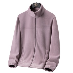 stand collar fleece jacket men's and women's autumn and winter fashion color matching polar fleece liner windproof warm sports coat cardigan