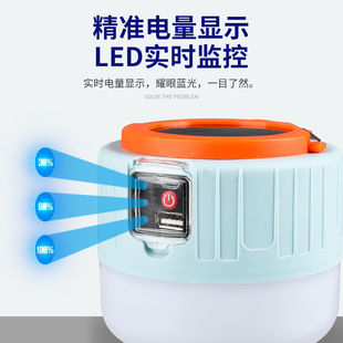 Solar LED lamp stall night market lamp outdoor camping power outage emergency charging bulb lighting strong light