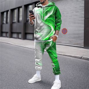 2023ebay Amazon Трехголовый волк независимая станция 3D цифровой принт для мужчин повседневный костюм с капюшоном
