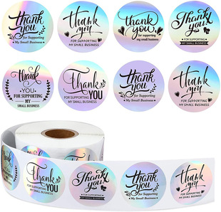 500/roll 3.8cm roll rainbow laser thank you buy commercial decorative adhesive sticker label