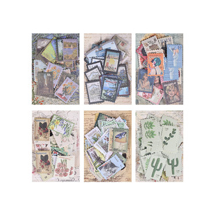 Retro stamp stickers package nostalgic artistic stamp collection museum journal stickers antique material diy decorative stickers