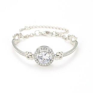 Send Korean women round zircon bracelet bracelet jewelry wholesale watch with swan necklace bracelet five-piece set