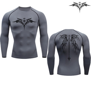 Cross-Border Compression Shirt Black Fitness T-Shirt Men's Muscle Quick-Drying Fitness Sportswear Sun Protection Sports Close-Fitting