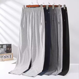 Summer Middle-aged and Elderly Men's Sports Pants Dad's Pure Cotton Casual Pants Thin Grandpa's Elapsed Waist Pants Guard Pants